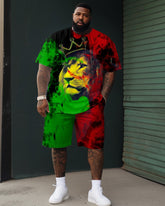 Big Build Men's Crown Lion Short Sleeve Tee and Shorts Set